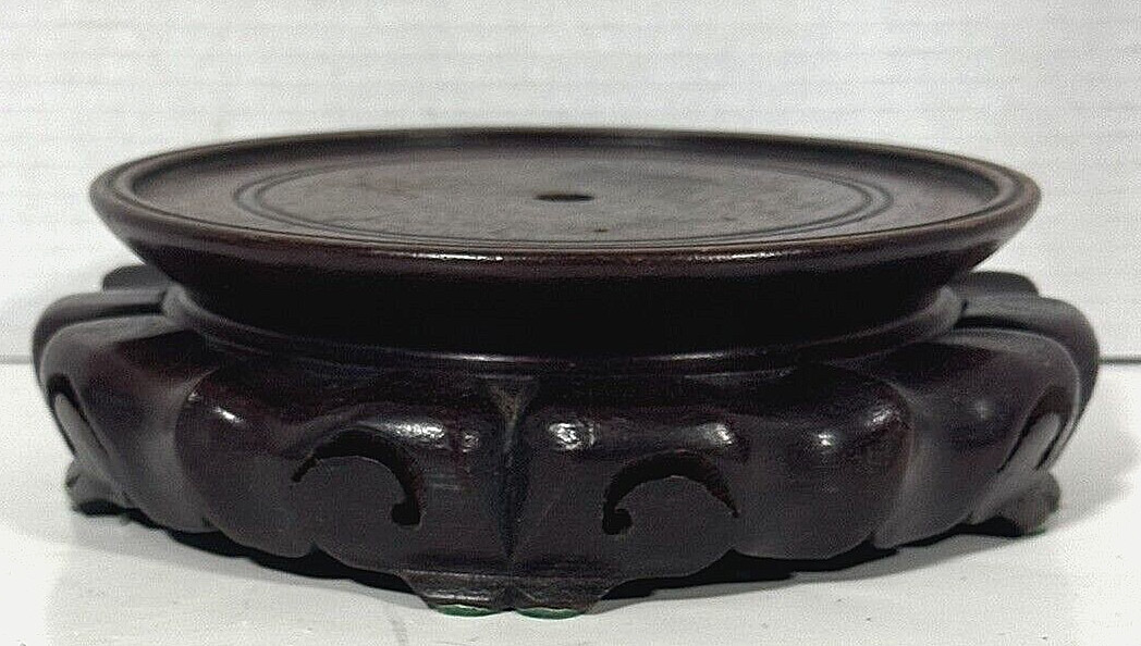 Vintage Wood Pedestal Shelf Ruyi for Vase made in Macau