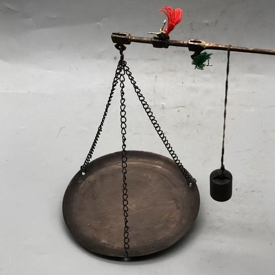 Vintage Copper Chinese Steelyard Mini Balance Herbal Weighing Collectible Decor