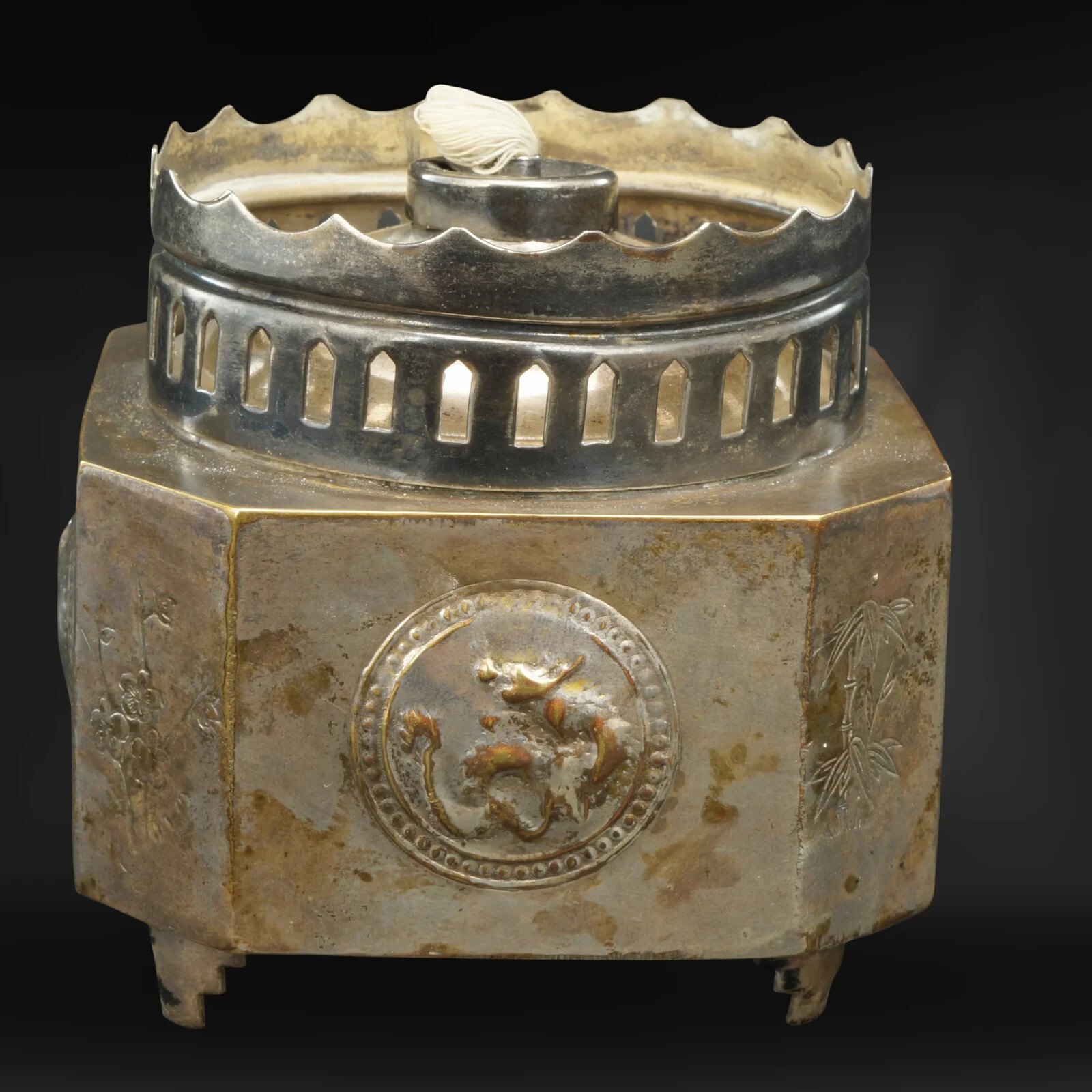 Hong Kong Paktong Oil Lamp Base c 1950
