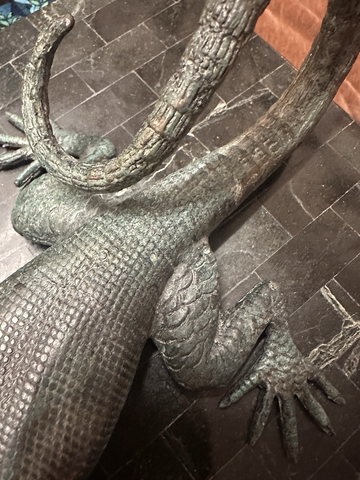 Vintage Maitland-Smith Stone Decorated Box W Cast Bronze Lizard 1970-80’s