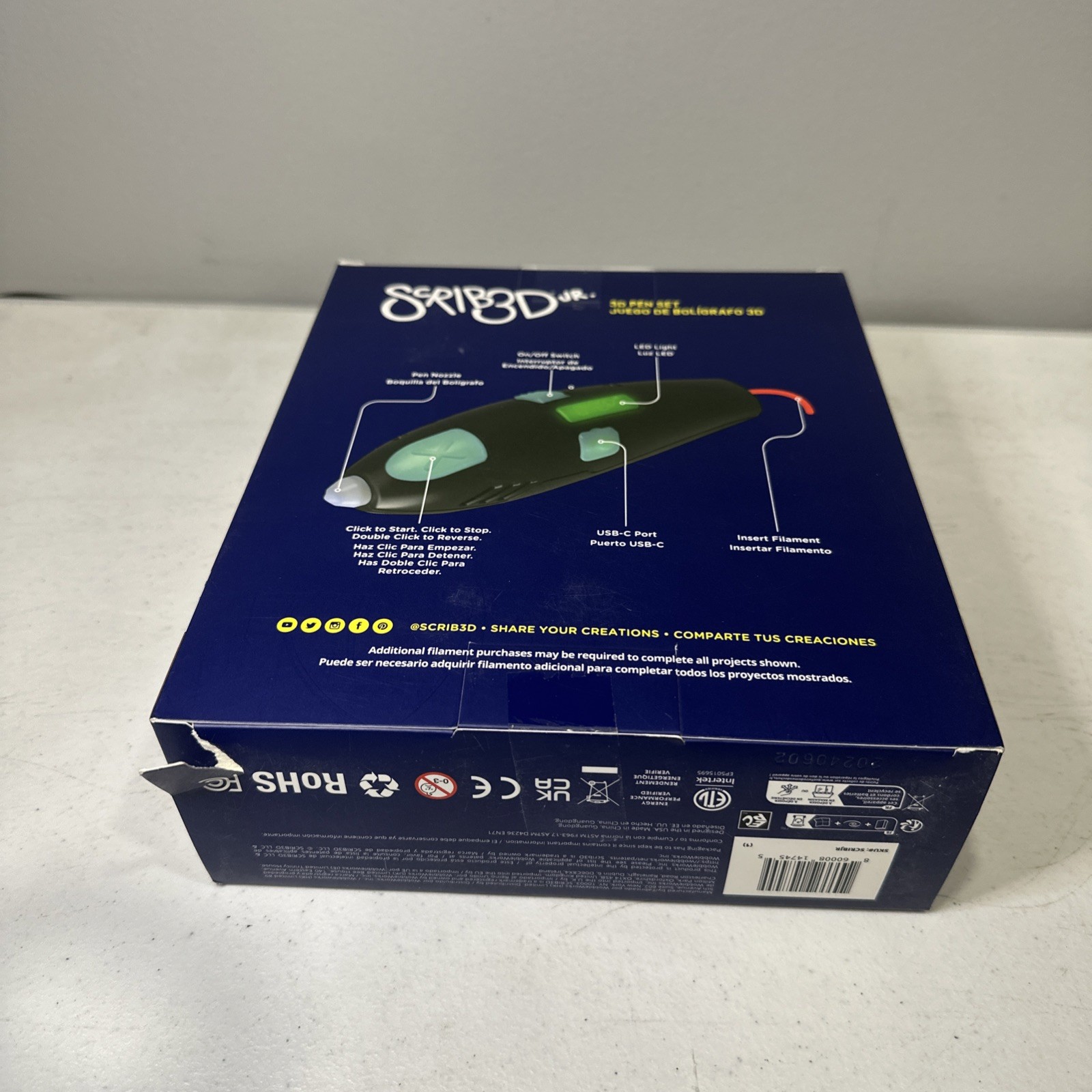 Scrib3d Jr. 3D Pen Ages 6-13 Draw Anything In 3D