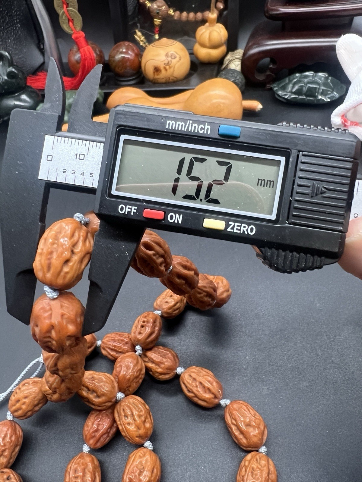 15×15×19.5mm Chinese Jujube-Shaped Small Walnut Collection Necklace 36颗野生小秋子枣珠脖挂