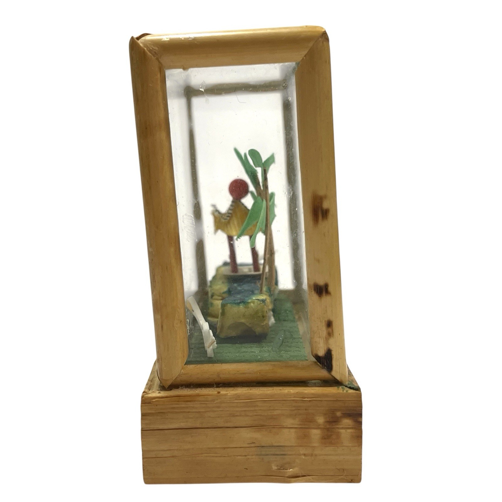 Vintage 1950s Miniature Pagoda Diorama in Bamboo Glass Case – Asian Artwork