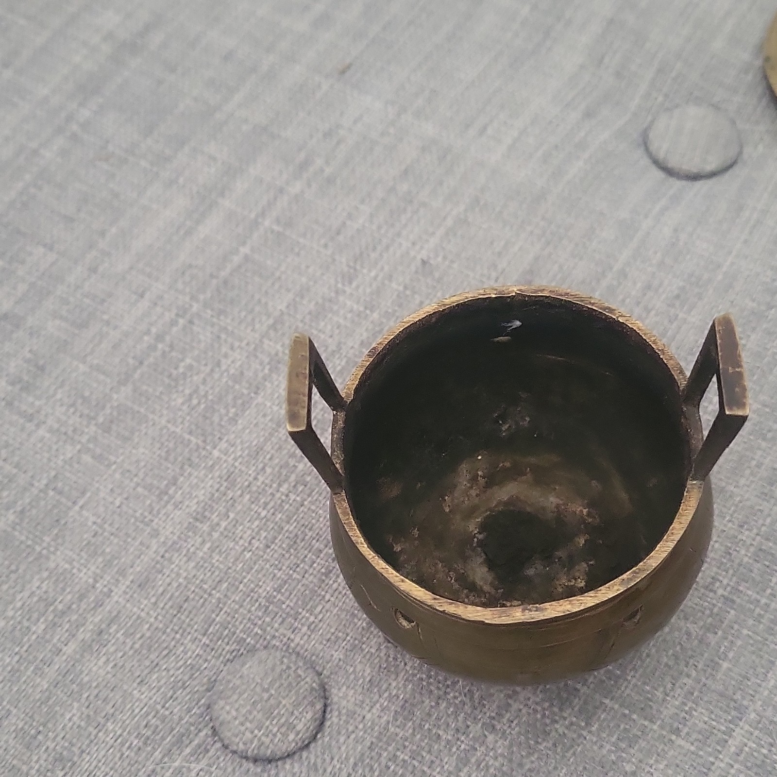 Chinese Brass Tripod Incense Burner Censer w/ Lid, Stamped “CHINA”