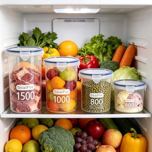 Food Storage Containers Set for 4 Pack, Freezer Containers with Airtight Lids