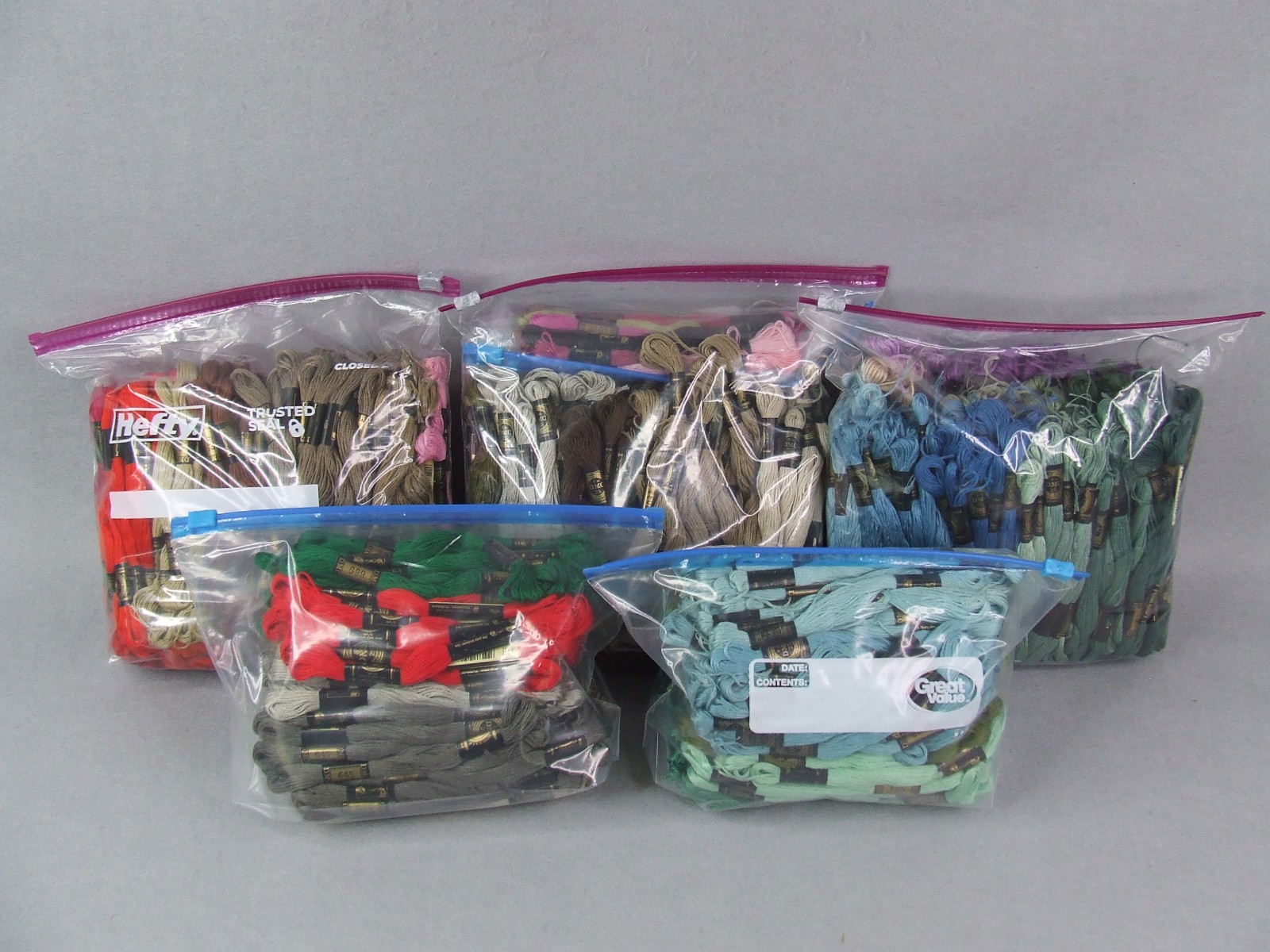 Lot of 990 DMC Embroidery Floss Skeins Made in France Colors 500-699 & 3011-3753