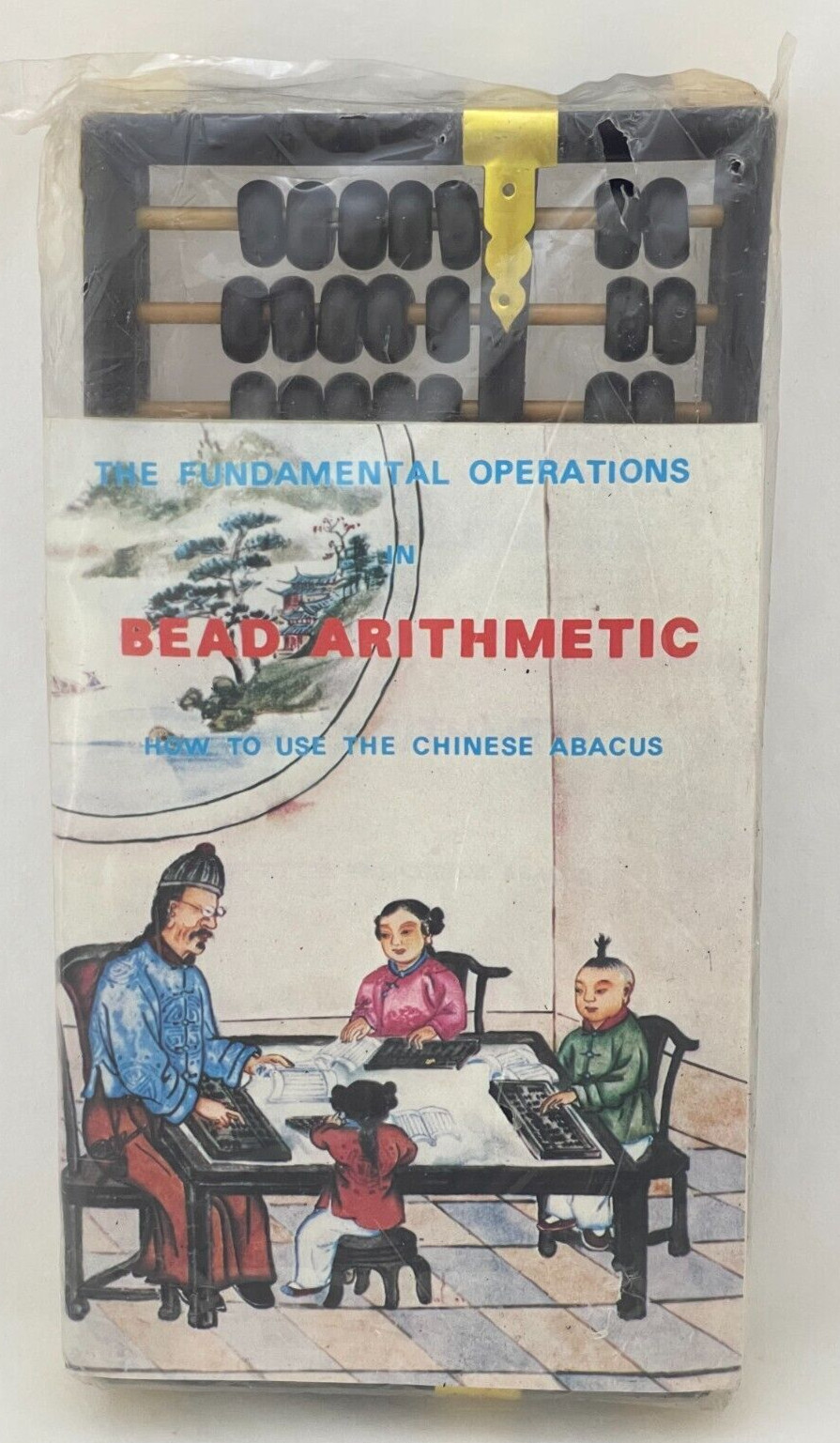 Chinese Bead Abacus-77 beads with Bead Arithmetic Manual Wood+Brass