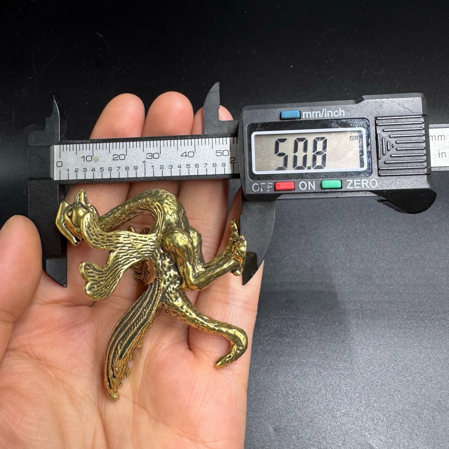 Vintage Solid Brass Phoenix Mini Figurine Chinese Feng Shui Auspicious Bird Desk