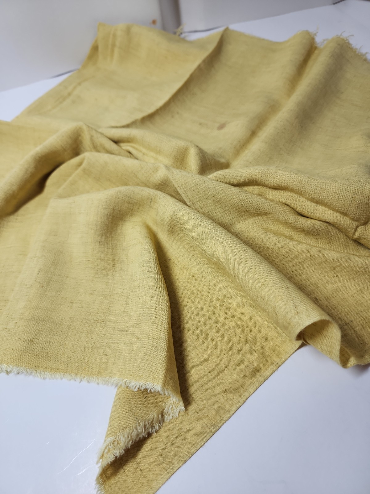 Light Yellow Linen Fabric Sewing Craft Quilting Clothing Fabric 36″ X 1yd Vtg