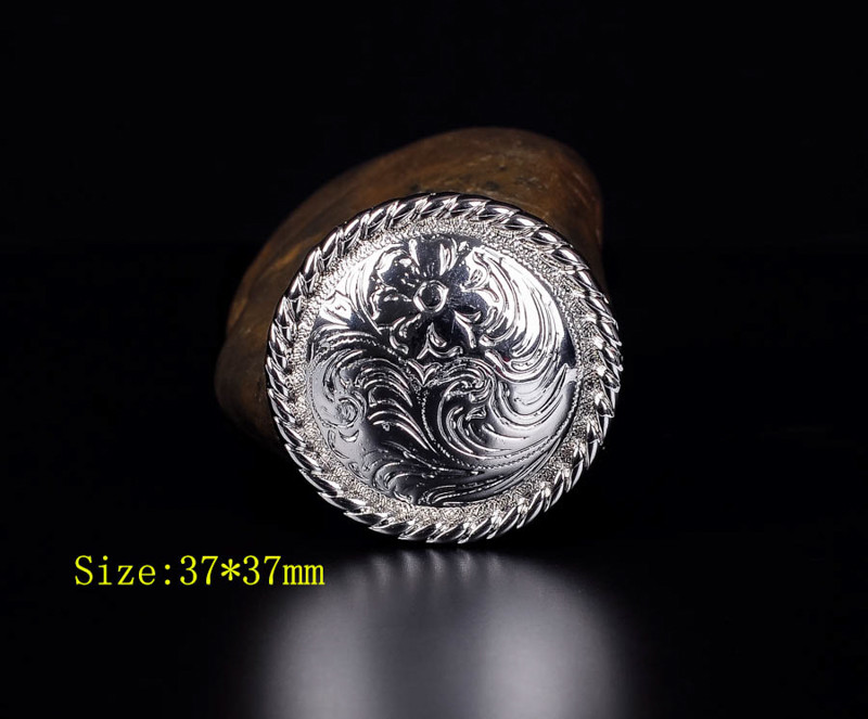 1-1/2″ SET 6 WESTERN SADDLE BLING SILVER ENGRAVED FLORAL BIG DIY LEATHER CONCHOS