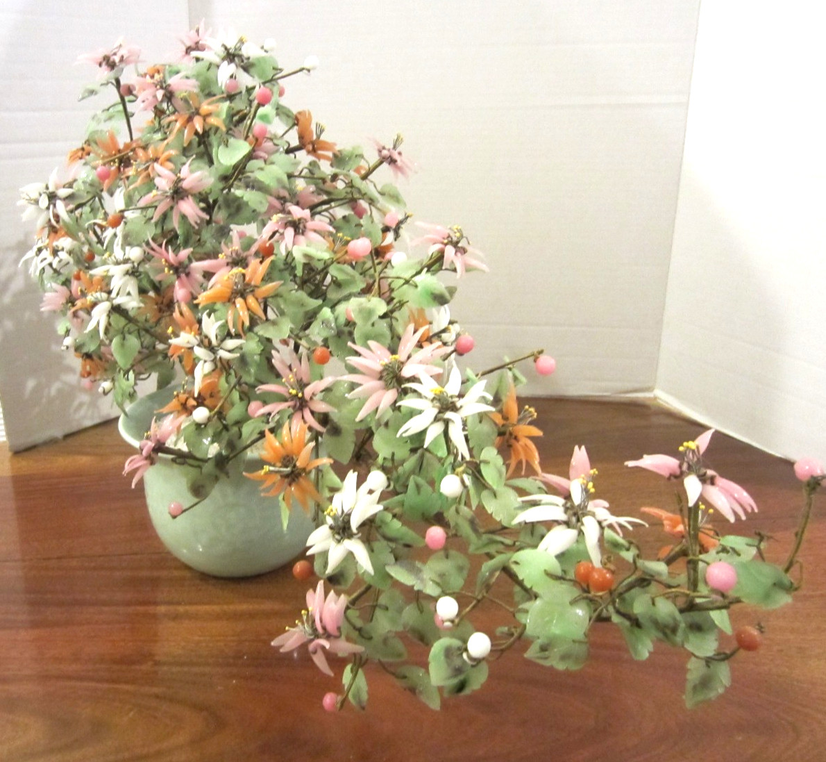 spectacular vintage multi-color flowering glass bonzai tree 31 ” long