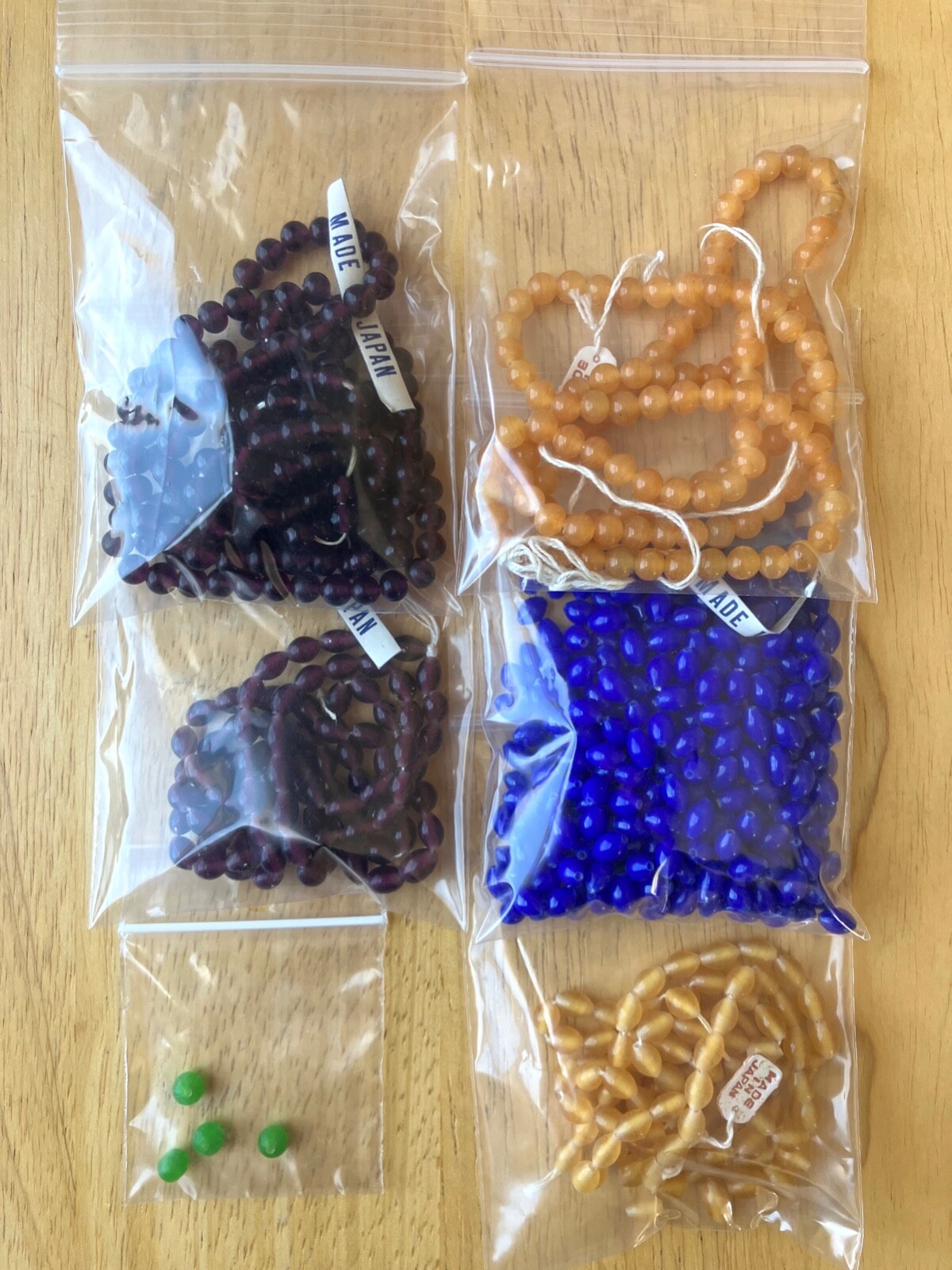 816 Vintage Lot Of 6 Assorted Multicolored Cherry Brand Japanese Glass Beads