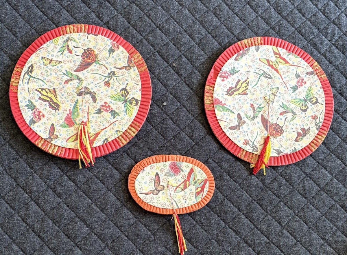 Lot-3 Mid Century Chinese Red Paper Lanterns Prosperity Festival Bright Future