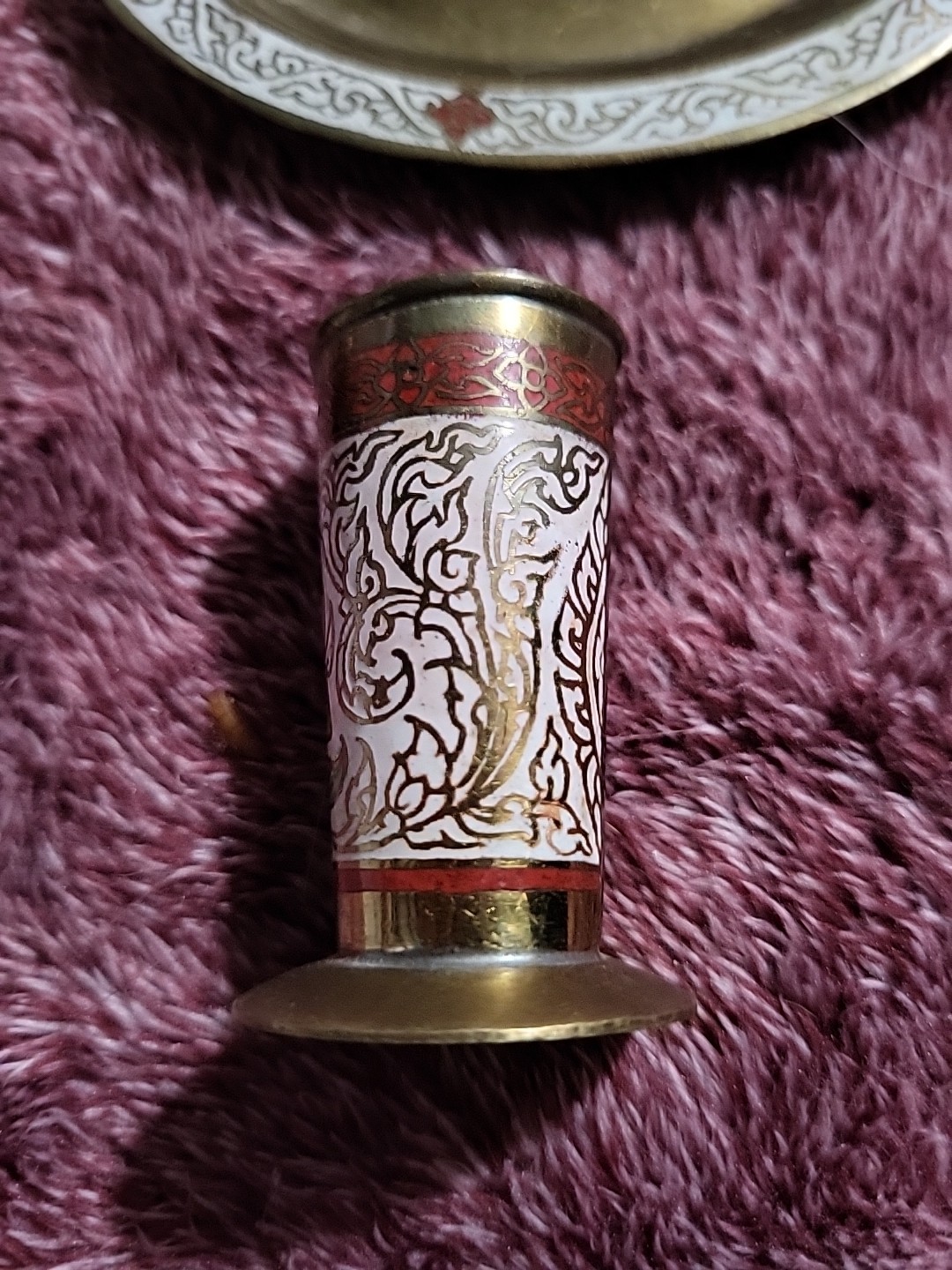 Vtg. Cloisonne Enameled Salt and Pepper Shaker SetTray And Toothpick Holder B17