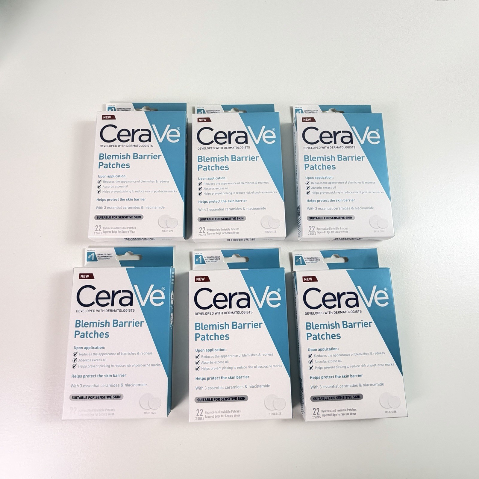 x6 CeraVe Hydrocolloid Blemish Patches Acne Patch 22 ct Each Pack