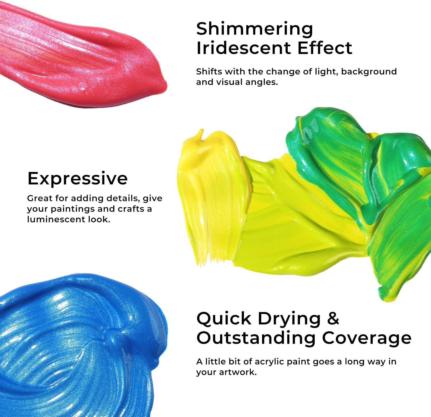 Artme Iridescent Acrylic Paint Set, 20 Chameleon Colors in 2 Oz/60Ml Bottles