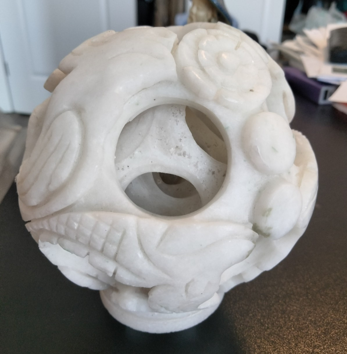 Chinese Carved Jade Handmade Puzzle Ball Sphere Decorative Collectible 5 layers