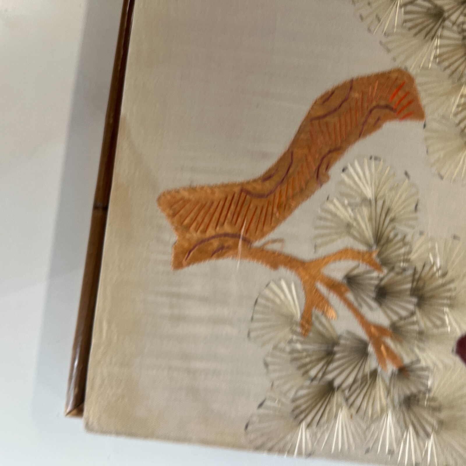 2 Vintage Chinese Silk Embroidered Cranes Art damaged