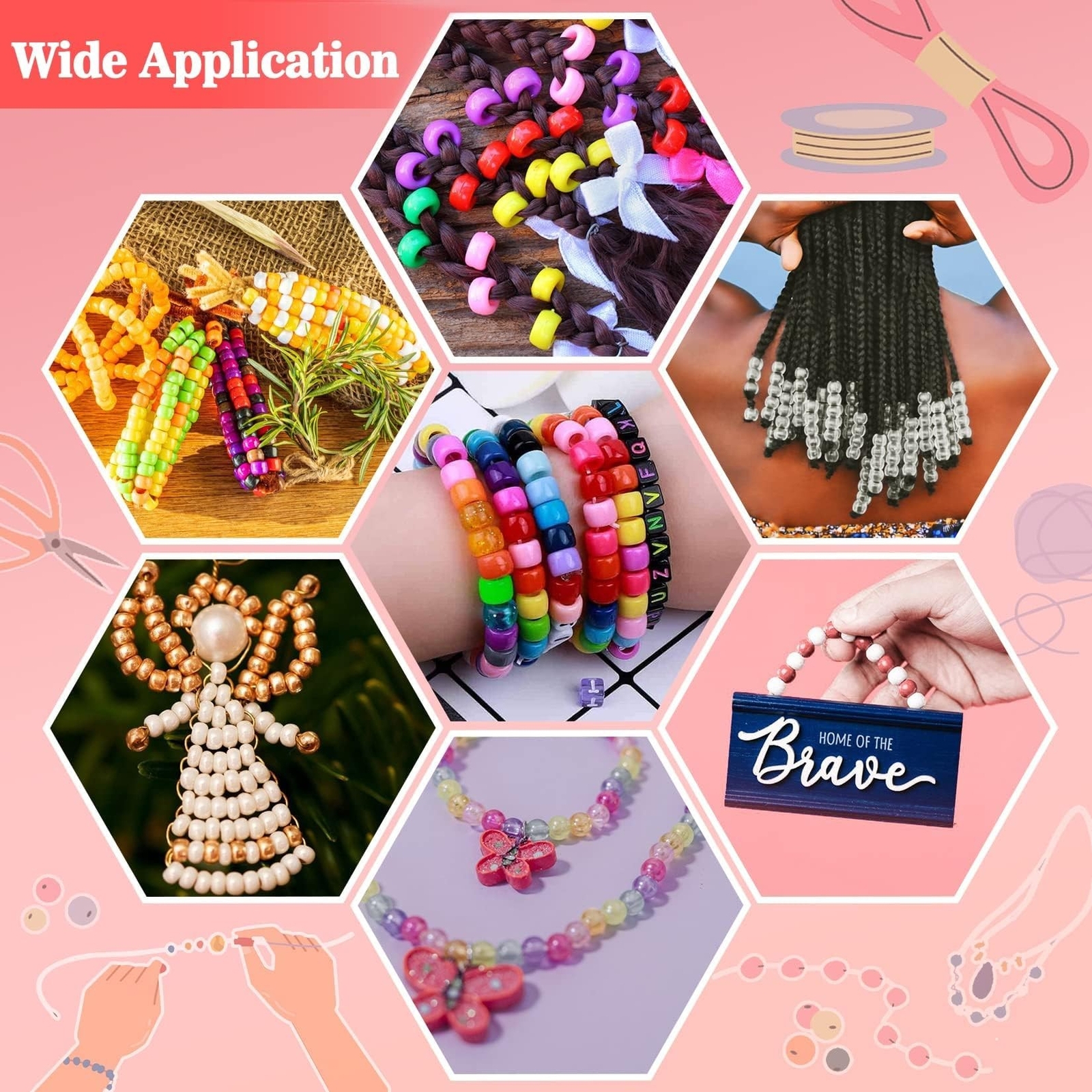 Sukh 1000+ Pcs Pony Beads – Pony Beads Bulk 6x9mm Red Color Pony Beads for Br…