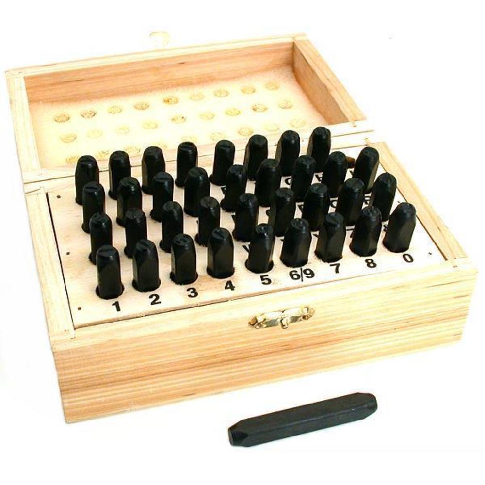 36 Number & Letter Punches In Wood Box 1/4″ Workshop Metalworking Hand Tools