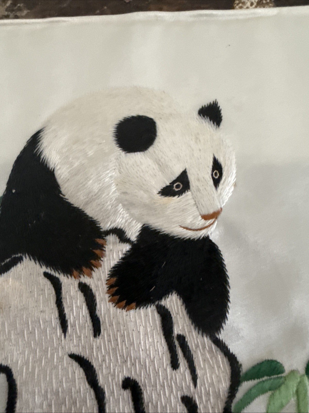 Vintage Chinese Panda Bear Suzhou Silk Embroidery Panels 9x 9