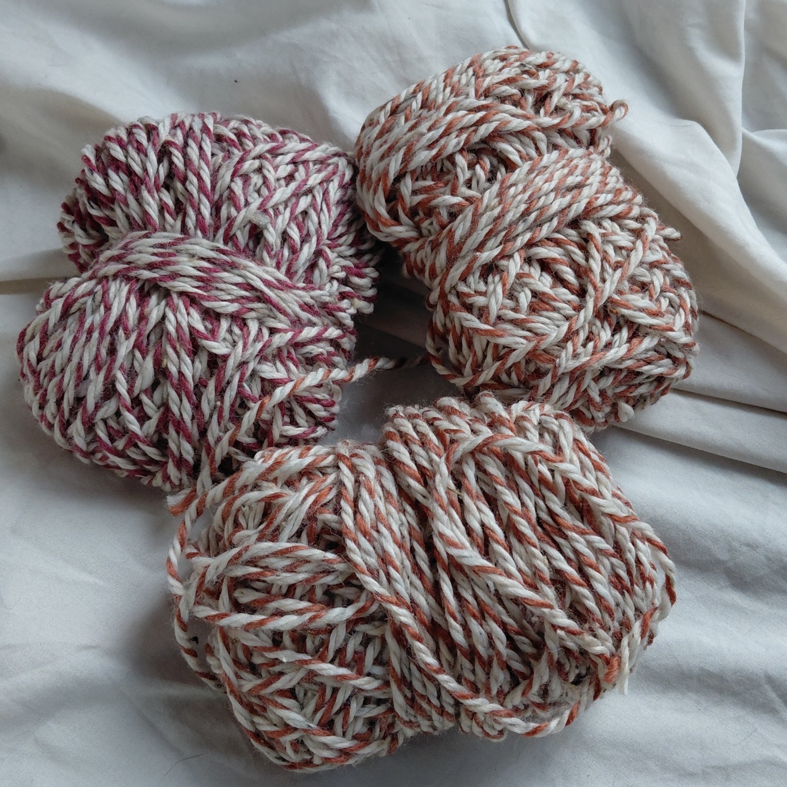 Kraemer Yarns Belfast Orange Red Cotton Hemp Acrylic Yarn 4 Oz Lot Of 3