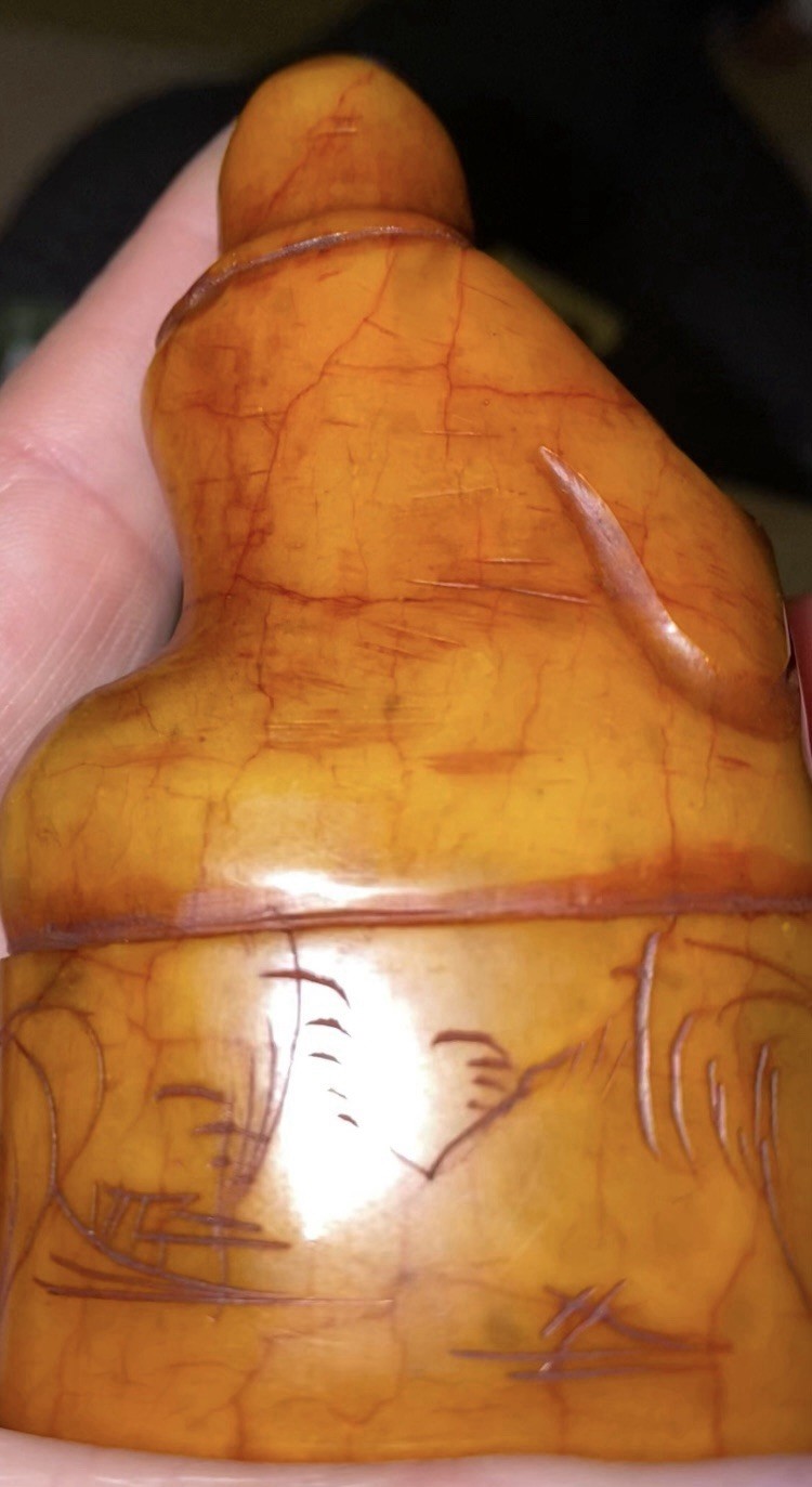 Chinese Carved Stone Seal Inscription SHELLEY Porcelain Scholar Set 1950s-80s