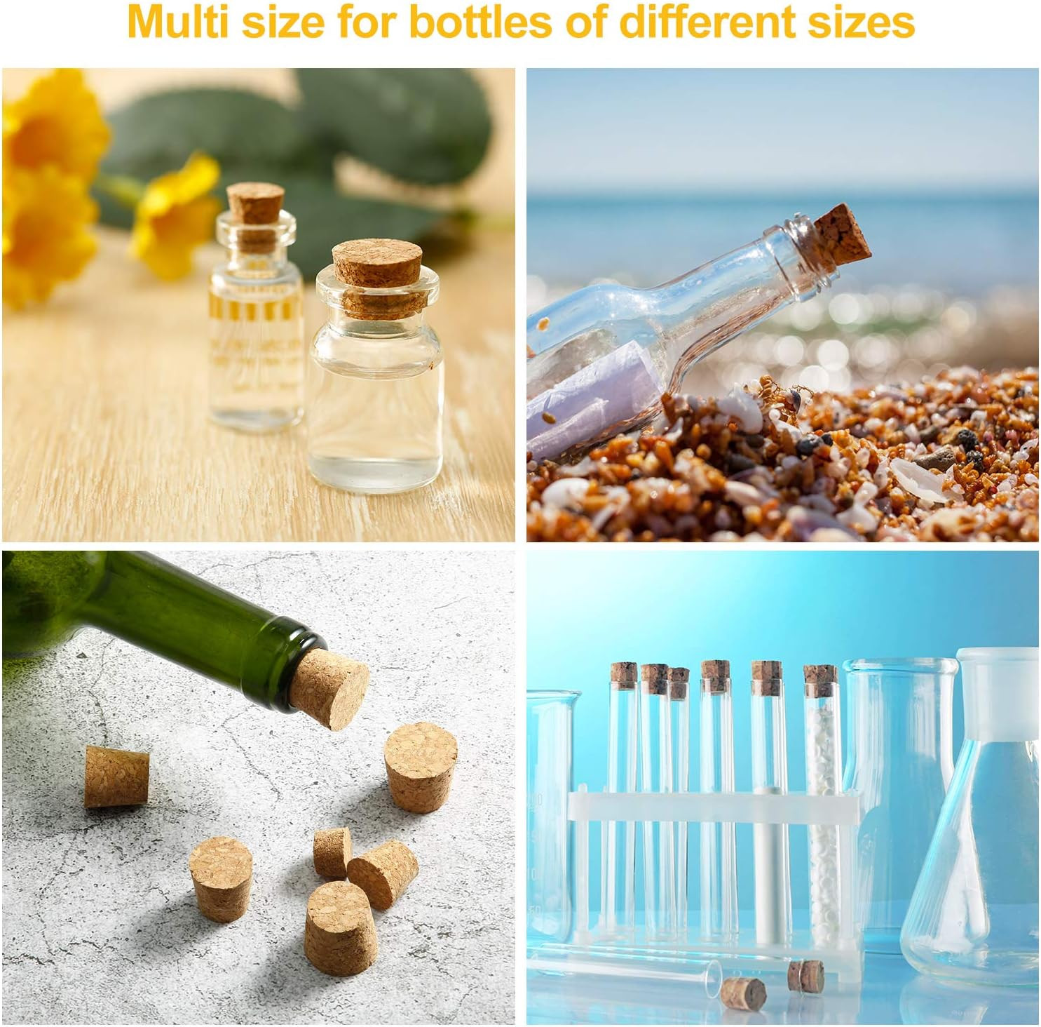100 Pack Assorted Cork Stoppers Wine Bottle Corks Plugs 10 Sizes Replacement Tap