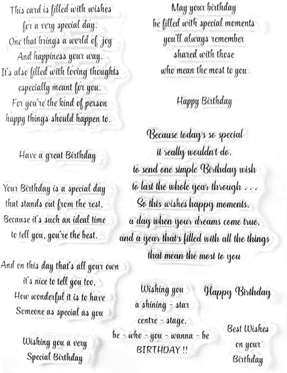 Birthday Sentiment Clear Stamps for Card Making and Journaling,Verse Silicone St