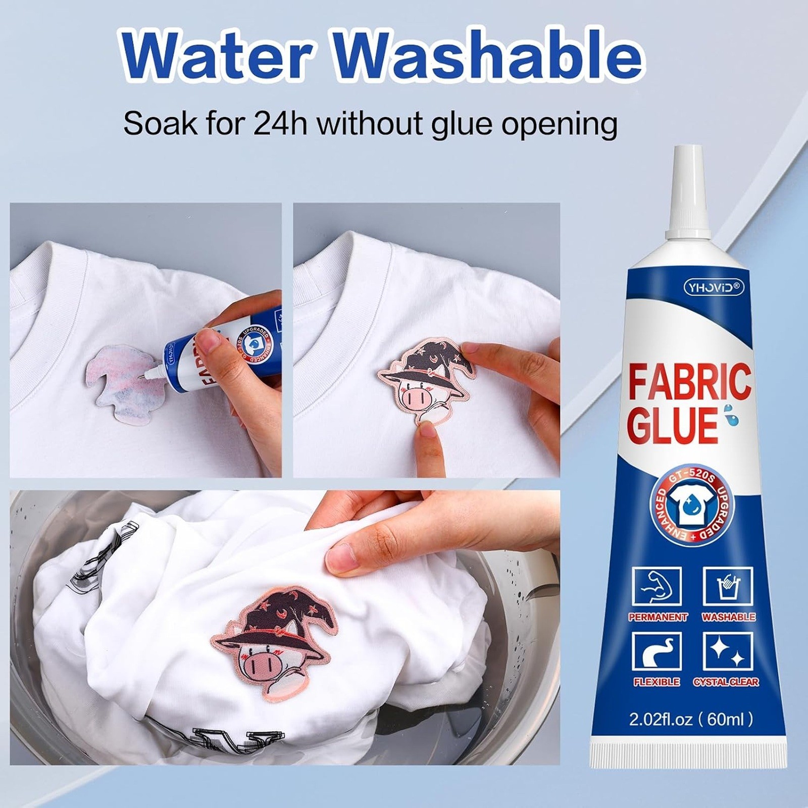 Fabric Glue Mighty Mend Fabric Glue Permanent Clear Washable Clothing Glue 60ML