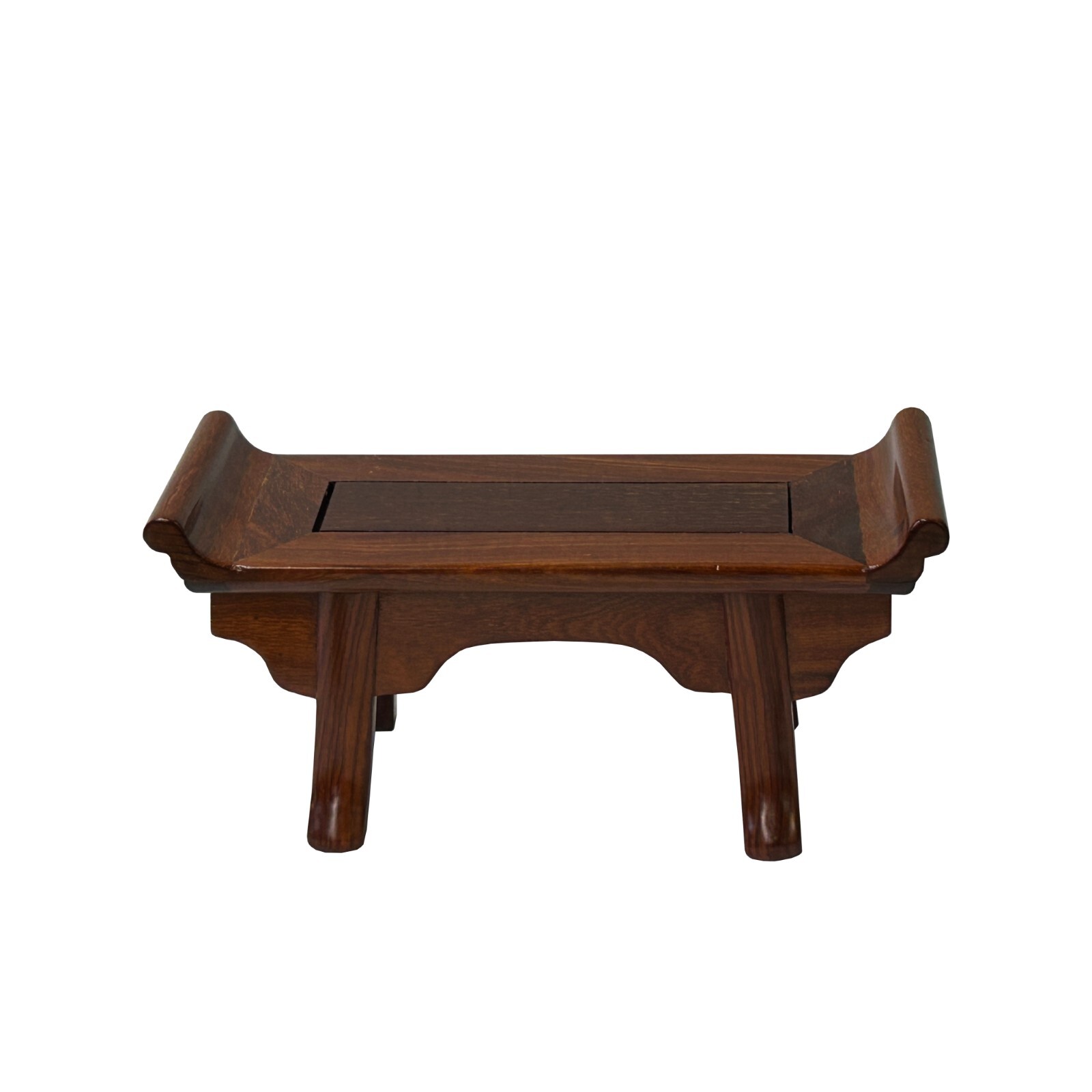 8″ Chinese Light Brown Altar Point Edge Shape Accent Wood Display Stand st1207
