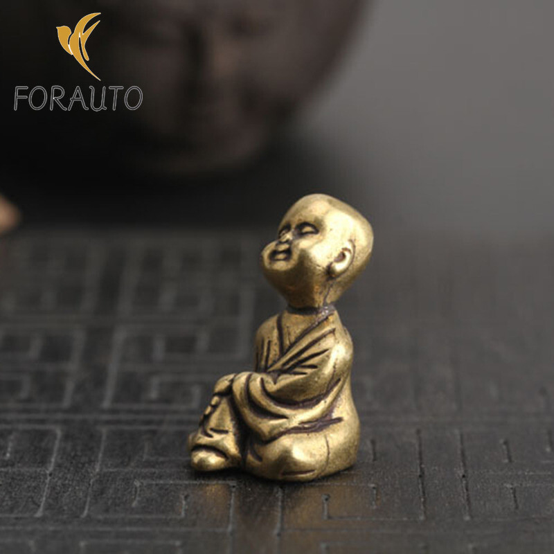 Mini Portable Retro Brass Little Monk Buddha Zen Statue Pocket Sitting Hand Toy