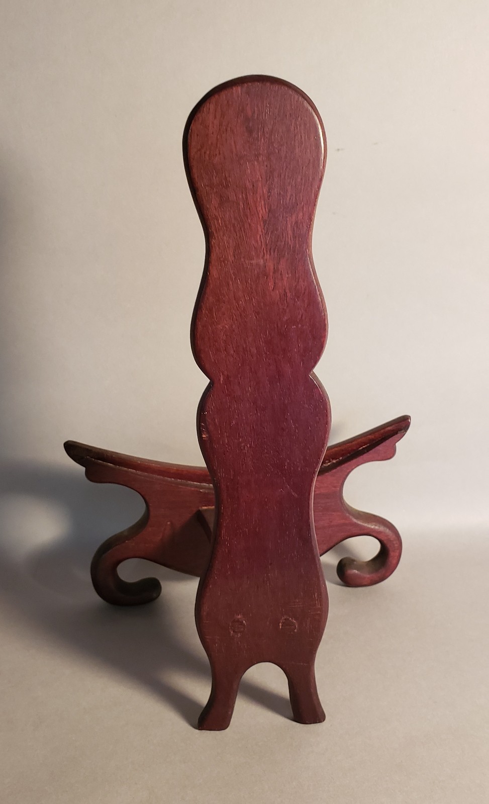 Vintage Carved Chinese Brown Wood Stand for Large Plate or Charger 10″ H