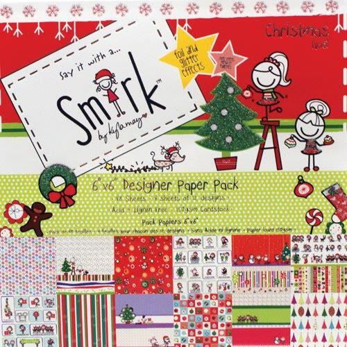 New SMIRK CHRISTMAS WINTER PAPER PACK 6X6″ 48 SHEETS + 2 rub ons