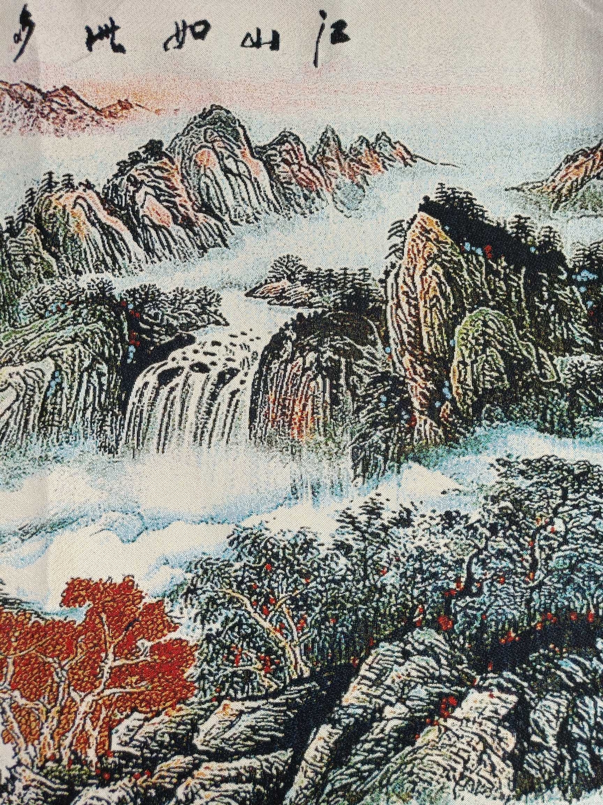 63″ China Cloth Silk Mountain Water Mural Wall Hanging Tapestry Meditation 14