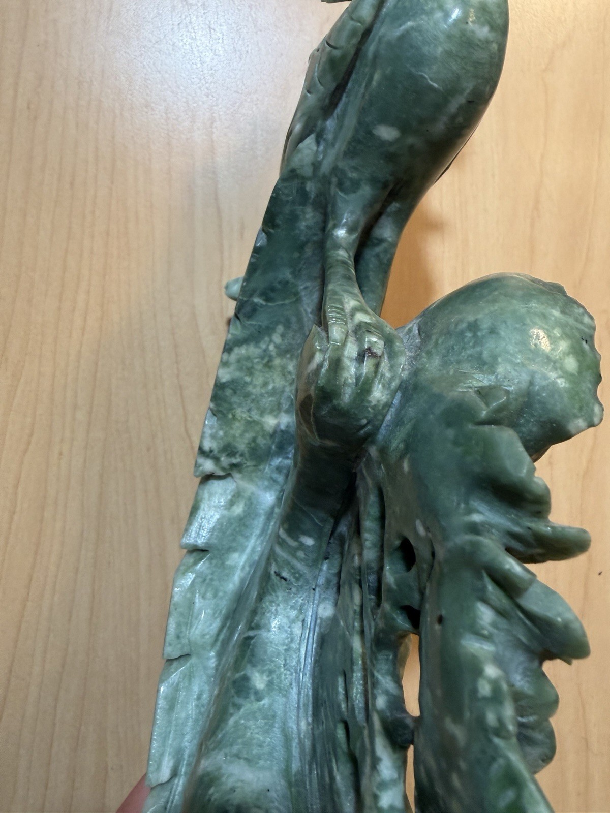 Chinese Export Jade Sculptures Phoenix Bird Peacock Jadeite Nephrite