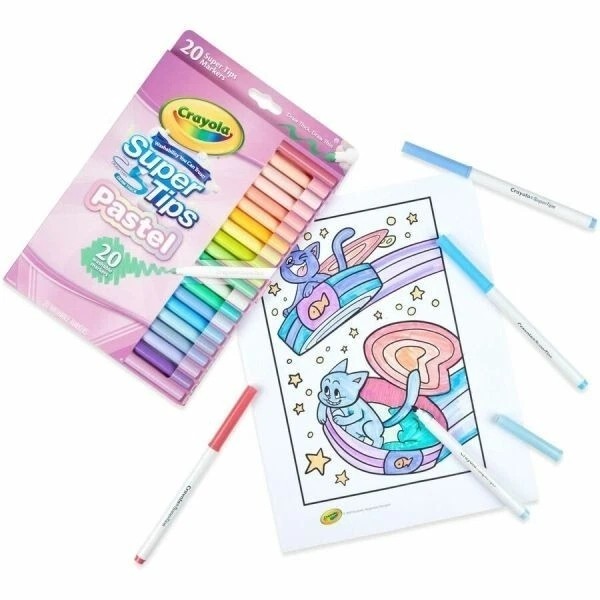 CRAYOLA Pastel – Super Tips Washable Medium Tip Markers – Pack of 20