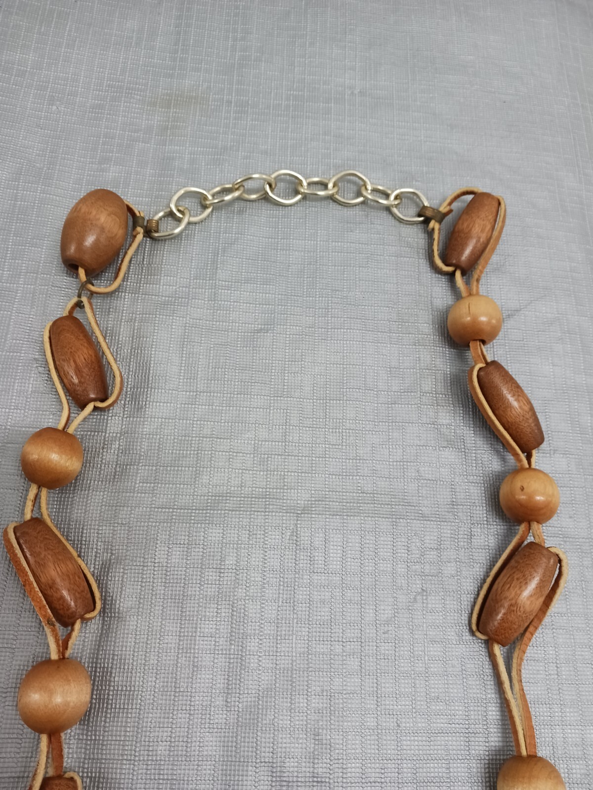 Boho Tribal Earthy Statement Piece Wood Beaded Seed Necklace 16″