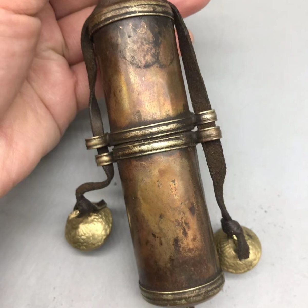 Handmade Tibetan Copper Box Vintage Cylindrical Storage Container Retro Decor