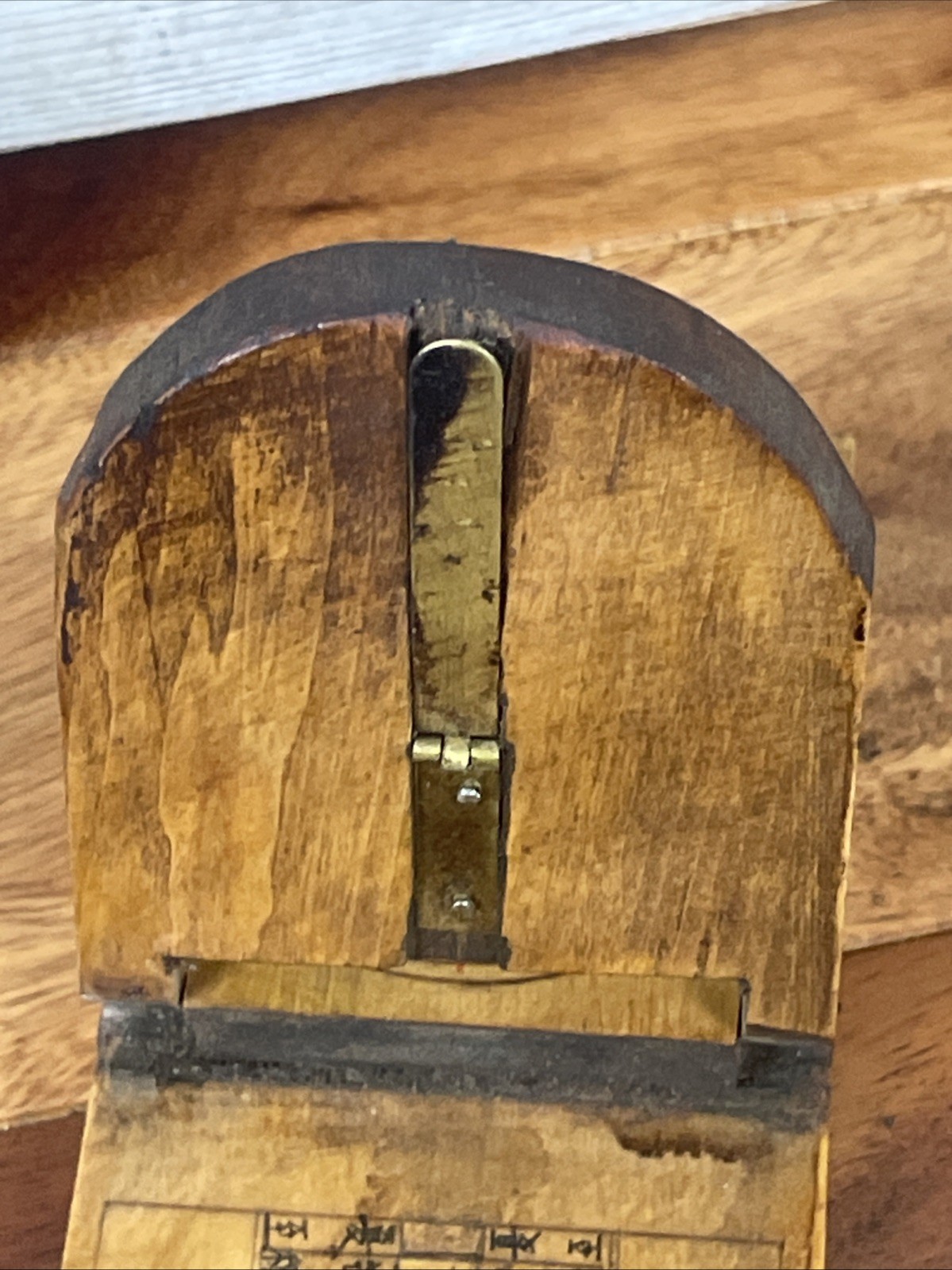 Antique Chinese Fruitwood Combination Sundial & Compass Wooden Piece
