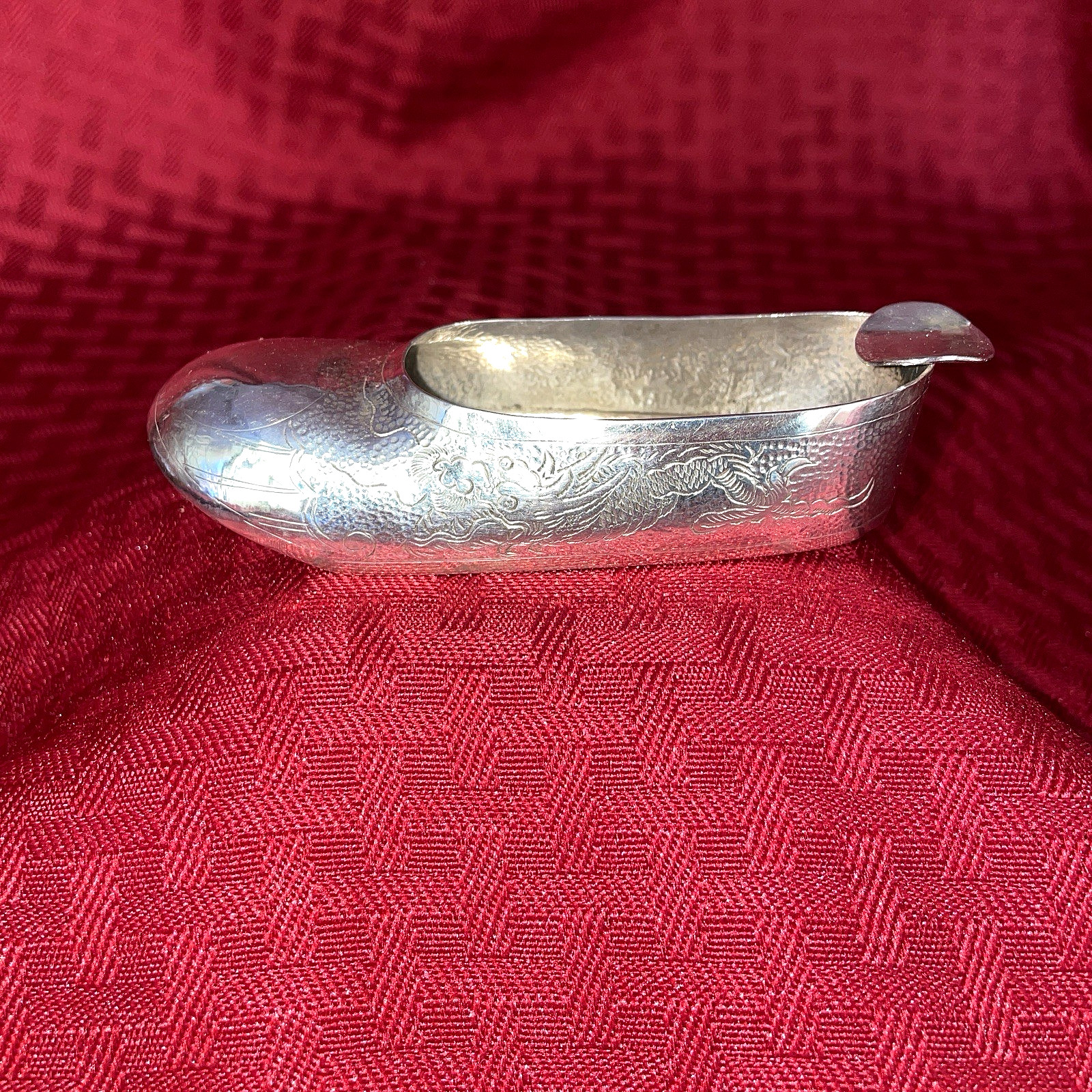 ANTIQUE CHINESE SILVER SHOE/SLIPPER PERSONAL ASHTRAY