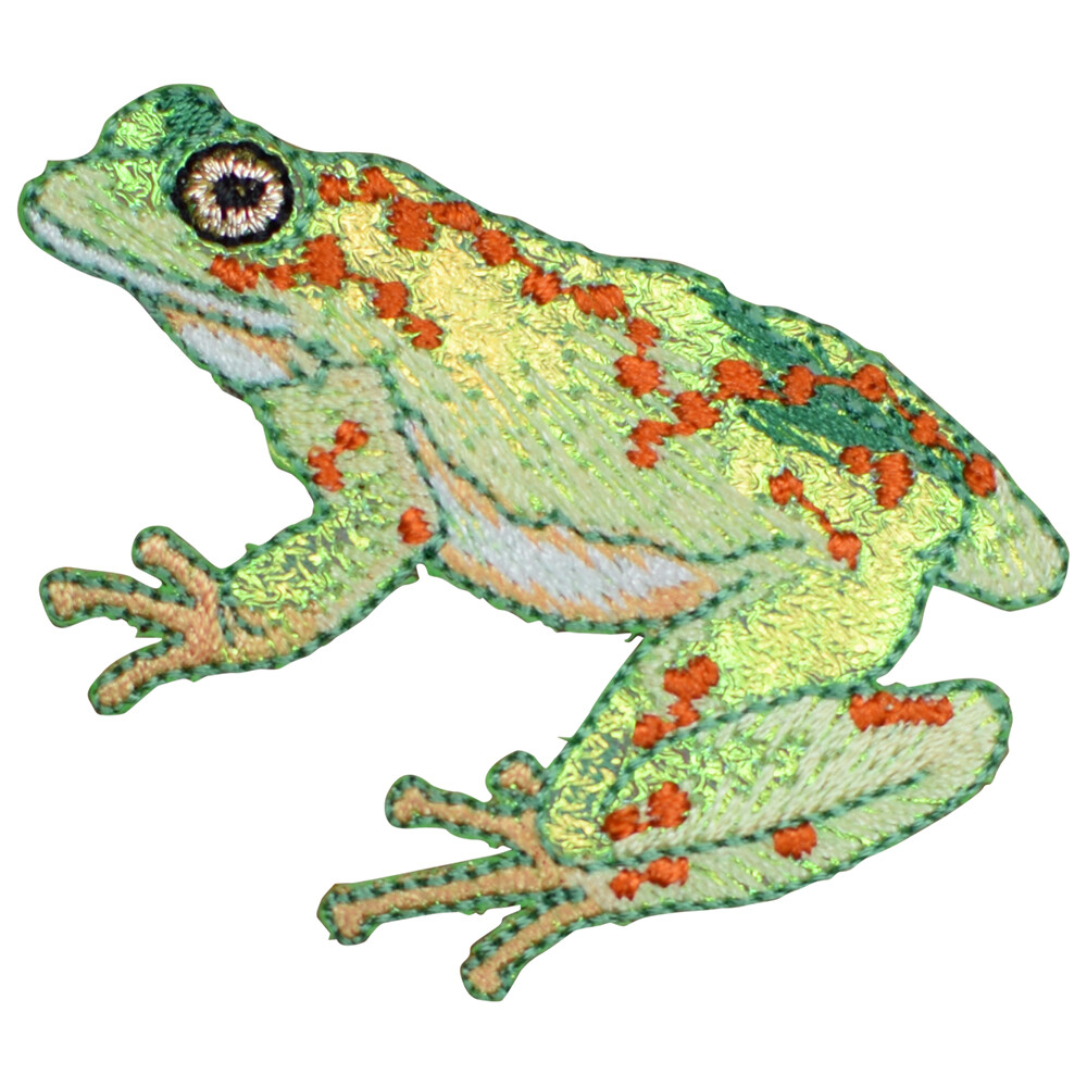 Shiny Spotted Frog Applique Patch – Amphibian Badge 2.25″ (Iron on)