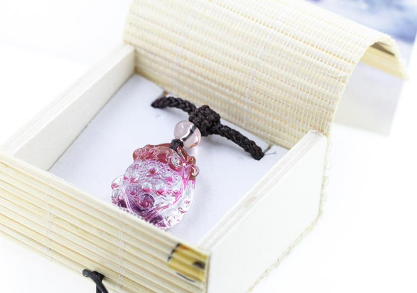 Chinese Coloured Glaze Carving Lovable Animal Golden Toad Pink Purple Pendant