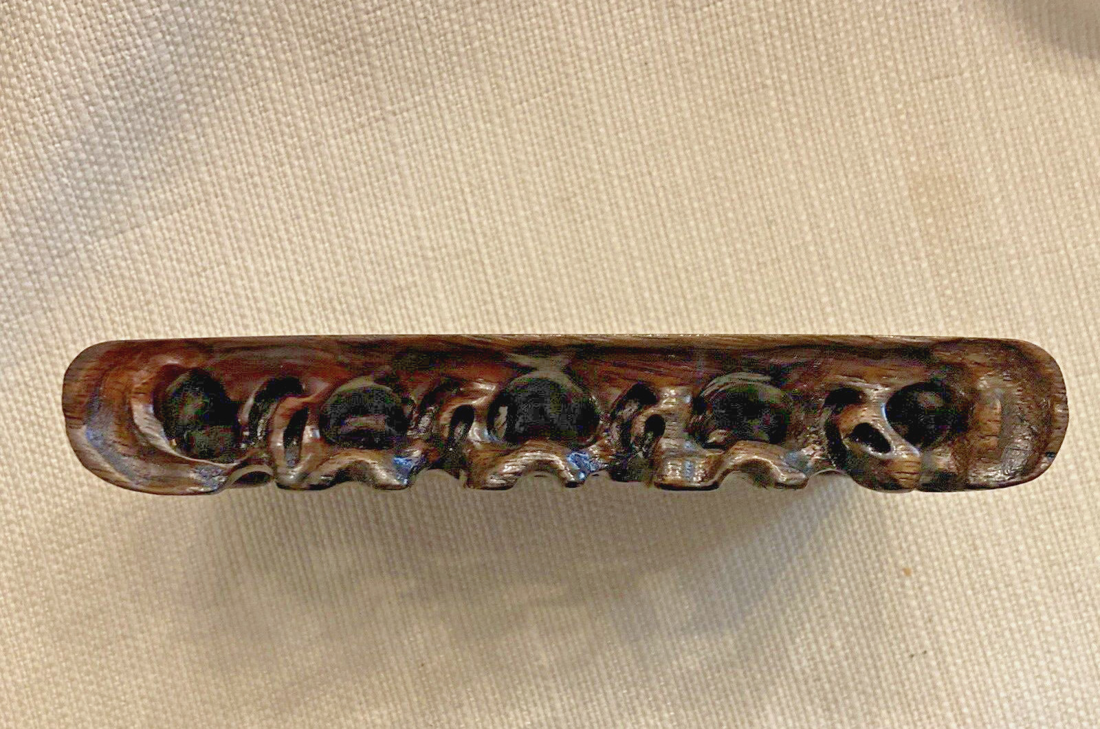VTG 7.5″ UNIQUE CARVED WOOD RECTANGULAR VASE LAMP JAR BONSAI PLANT STAND BASE