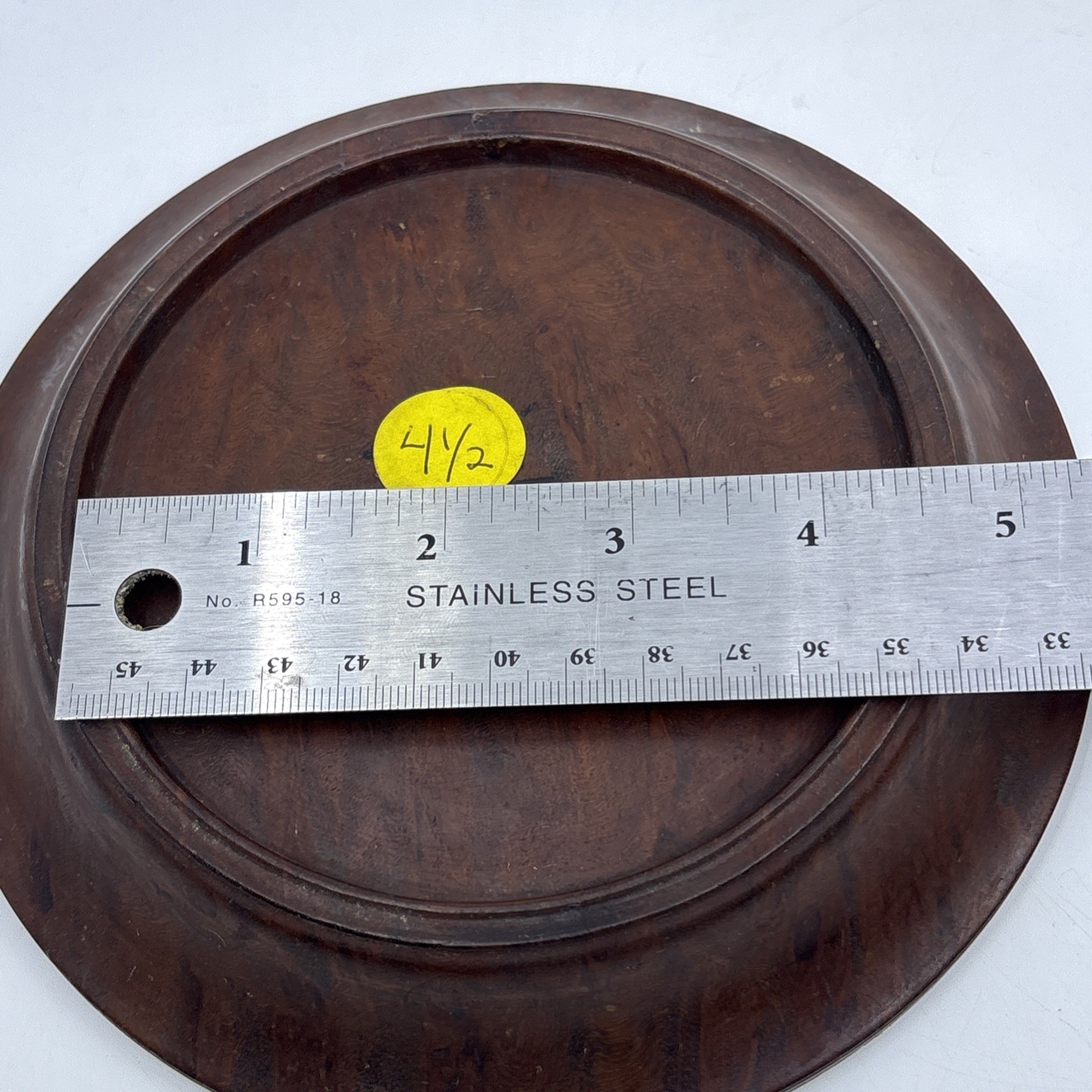 Vtg Chinese Wood Display Stand Vase Plant Asian Lamp Base 4.5″ Inner Diameter