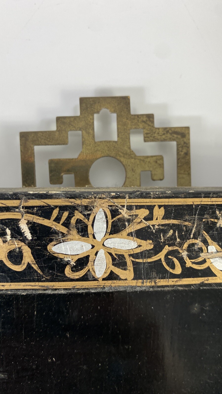 Vtg Lacquered Macau Black Wall Panels Mother of Pearl Decoration Asian Set 3
