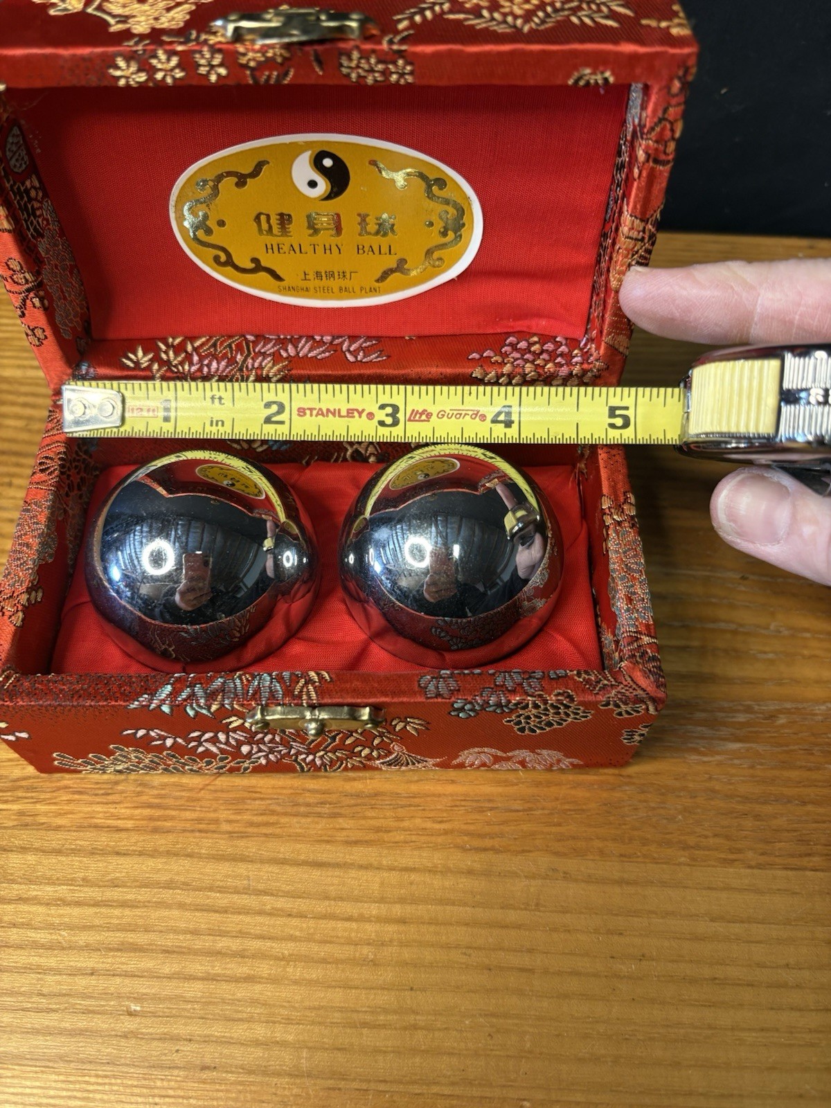 Vintage Shou Xing Chinese Boading Iron Balls ~ Chiming Meditation Wellbeing