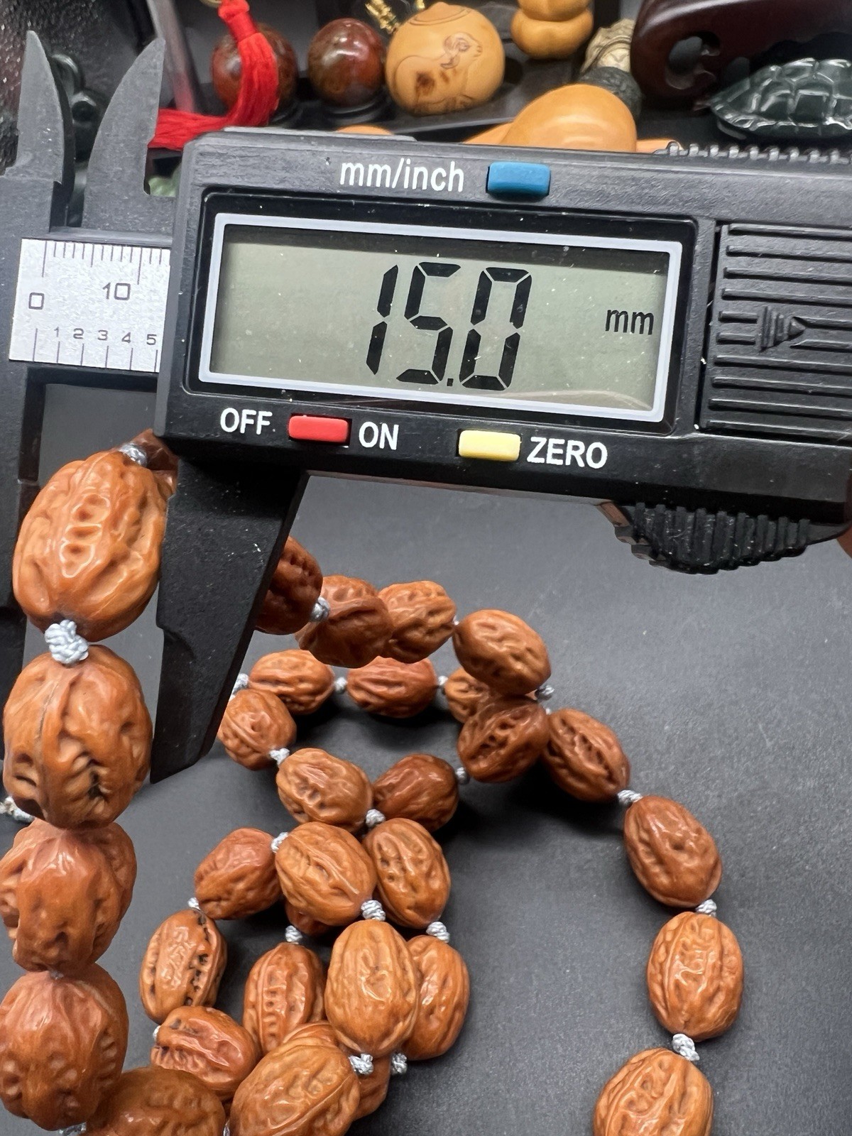 15×15×19.5mm Chinese Jujube-Shaped Small Walnut Collection Necklace 36颗野生小秋子枣珠脖挂