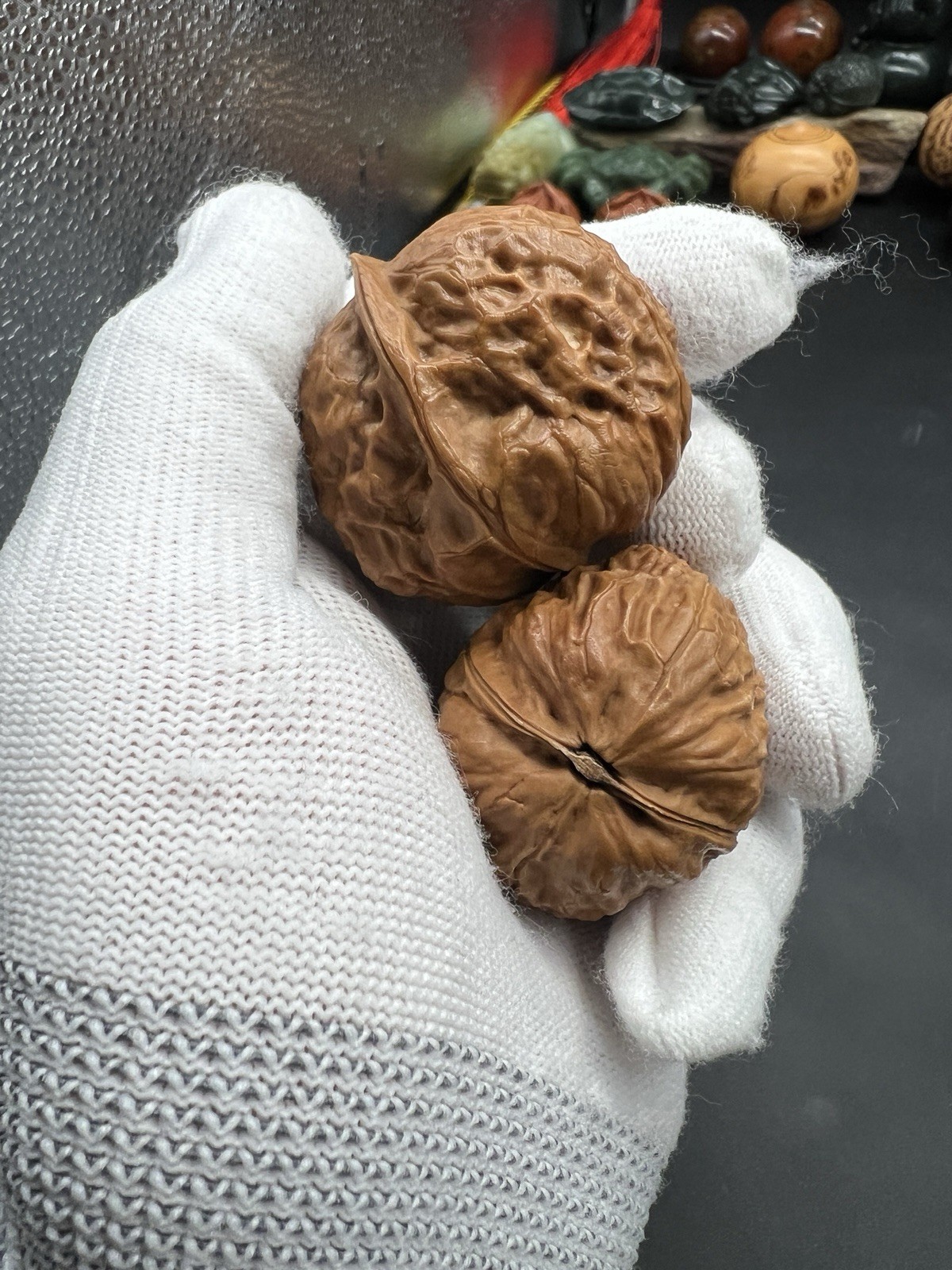 Pair of Match Chinese Health Iron Walnut Collection 3精配云南文玩铁核桃～元宝蛤蟆