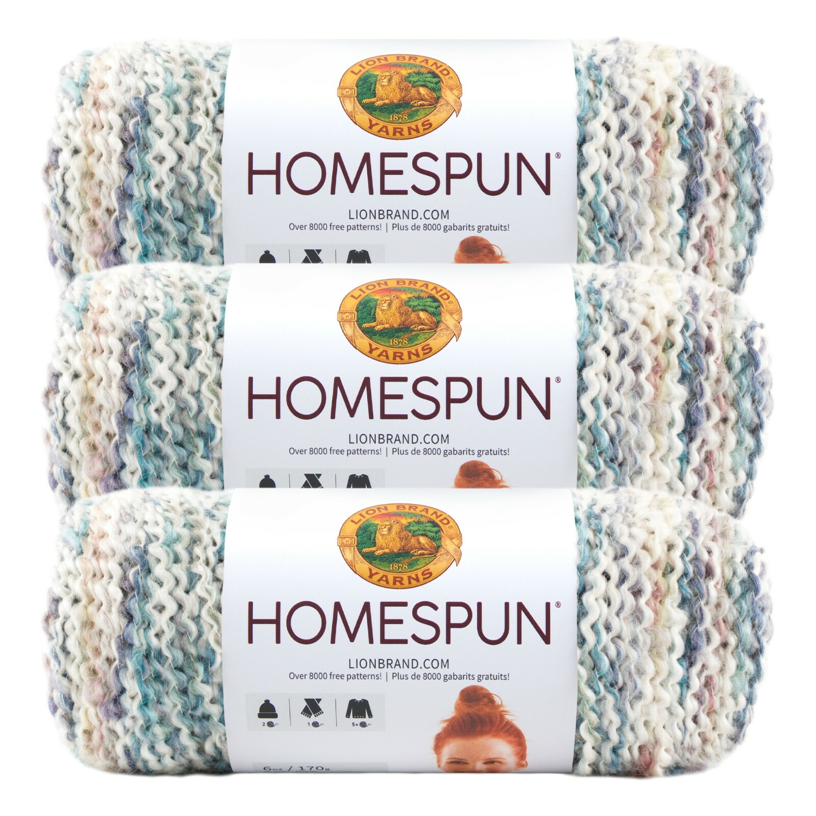 (3 Pack) Lion Brand Yarn 790-315 Homespun Yarn, Tudor
